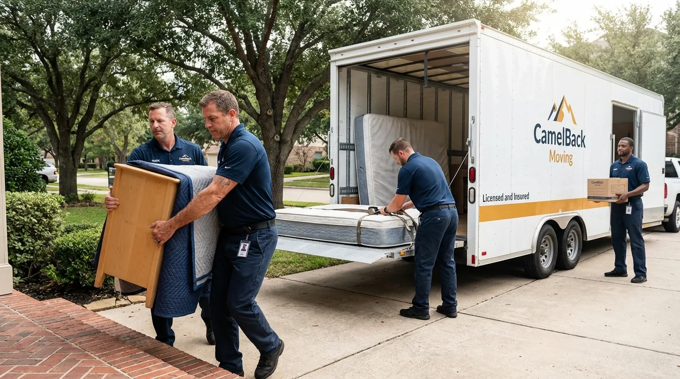 Crew loading residential truck for cross-state move from Lebanon, MO