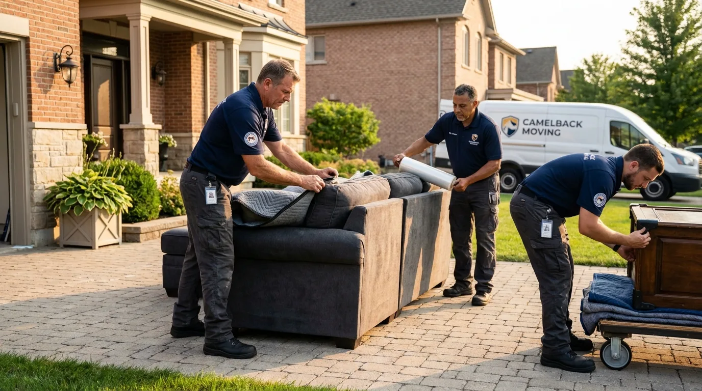 Large estate moving crew wrapping furniture in Lebanon, MO