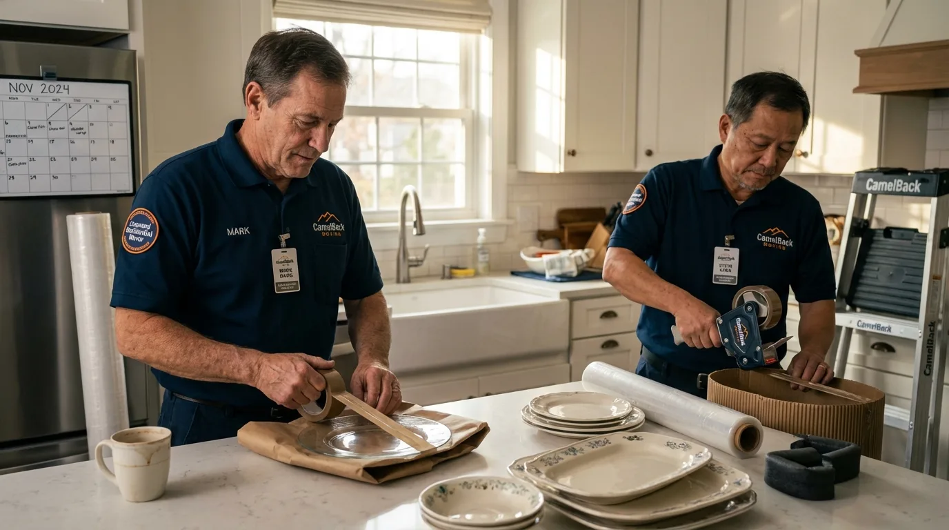 Professional crew packing kitchen dishware in Lebanon, MO